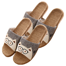 THE ZAKKA 亞麻卡通室內拖鞋, 灰色, 2組