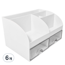 연필꽂이 서랍식 데스크 수납함 21.1 x 14.2 x 12 cm, 화이트, 6개