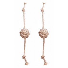 Little poppet 小小毛孩 棉麻耐咬繩結玩具 中大型狗狗適用, 雙結球 卡其色, 2個