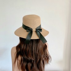 AFECTO 可愛蝴蝶結藤編草帽
