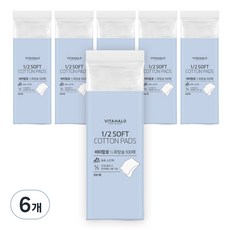 비타할로 1/2 폭신 화장솜, 100매입, 6개
