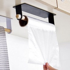 hillo 이지 무타공 키친타올 행주걸이 부착형, 블랙, 1개