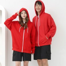 턴키 남녀공용 빅사이즈 베이직 무지 모던 후드 집업 AJ-1152