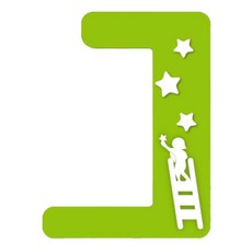 單開關用開關蓋貼紙 摘星星的孩子, 綠色