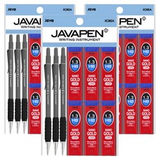 JAVAPEN Embo 自動鉛筆 1.3mm 3入 + Nano Gold 自動鉛筆筆芯 1.3mm HB 6入, 深灰色(Embo自動鉛筆), 3套