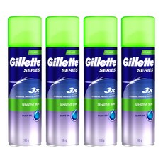 질레트 정품 시리즈젤 센서티브 스킨 쉐이빙 젤, 195g, 4개