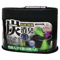 DIONEL 炭消臭置物桶/垃圾桶 軟式無蓋 皮革竹炭 DA105 黑色, 1個, 260g