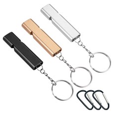 Focusmus 防身哨子3件組 + 登山扣3件組, 黑色 + 金色 + 銀色, 1套