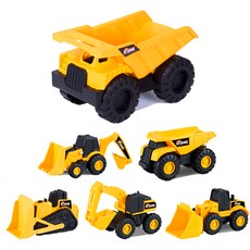 Bucucars Rhino 玩沙小型傾卸卡車 + 迷你工程車5件組 重型機具玩具套裝, 混合顏色, 1個