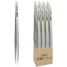 gooi 無磁性不鏽鋼防滑鑷子 加長型, TS-11, 16支