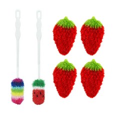 WorldClean Top Clean 洗瓶刷1入+西瓜造型洗瓶刷1入+草莓造型菜瓜布, 彩虹款 + 西瓜 + 草莓 紅色, 1組