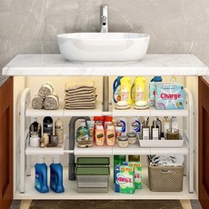 金凱比 水槽下櫃雙層伸縮收納架, 1個, 白色