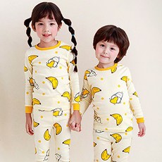 Maykids 童款香蕉印花30支彈力棉長袖居家衣褲套裝