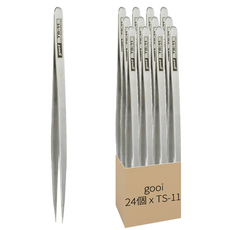 gooi 無磁性不鏽鋼防滑鑷子 加長型, TS-11, 24個, 24支