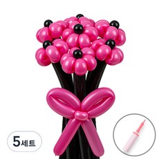 셈퍼텍스 요술풍선 데이지 튤립 꽃다발 만들기 + 손펌프 세트, 푸치샤앤블랙, 5세트