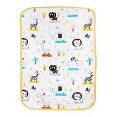 竹纖維三層嬰兒防水隔尿墊 70g, 大象獅子樂園 白色, 1個