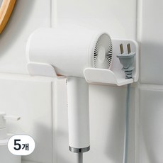 월드크린 무타공 심플 드라이기 거치대, 화이트, 5개