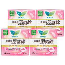Laurier 蕾妮亞 台灣公司貨 零觸感羽感棉 一般日用, 22.5cm, 16片, 4包