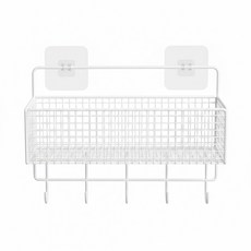 AHOYE 掛籃式免打孔置物架 無痕浴室收納, 1個, 白色