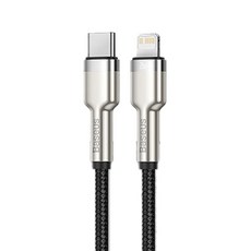 Baseus 倍思 快充線PD20W蘋果 Type-C to IP, 鋅合金材質, 尼龍編織線, 0.25m, 黑色, 1條