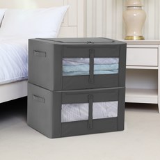 Joeun Living 摺疊收納箱, 灰色, 2入