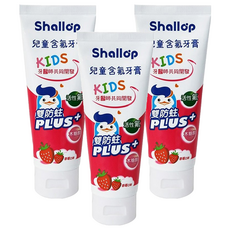 Shallop 刷樂 兒童含氟牙膏 草莓口味, 3條, 90g
