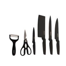 德國熱賣鑽石紋刀具套組, 主廚刀 + 多用途刀 + 菜刀 + 水果刀 + 削皮器 + 廚房剪刀, 1組