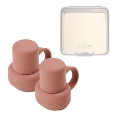 LALABY 矽膠奇趣袋防溢瓶蓋, 01號 紅色, 1組, 防溢瓶蓋 2入+收納盒