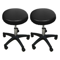 하늬통상 PU 원형 가죽 의자커버, 블랙, 2개