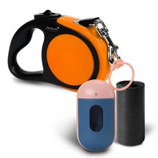 DING DONG PET 寵物自動繫繩+拾便袋收納盒組 隨機出貨, 橘子