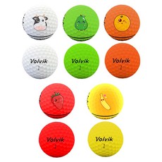 Volvik 牛奶球 無光 遠距 高爾夫球 兩層 2顆裝 x 5款, 1組, 白+綠+橘+紅+黃, 1組