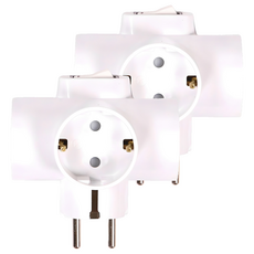 subony 開關T型插線板, 88mm, 白色, 2個