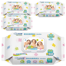 拭拭樂 嬰兒抗菌柔濕巾， 厚蓬鬆，含銀離子，手口適用, 80張, 4包