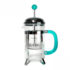 Pearl Horse 寶馬 綠柄濾壓壺 耐熱玻璃 304不銹鋼濾網 手壓式沖泡, 綠色, 1個