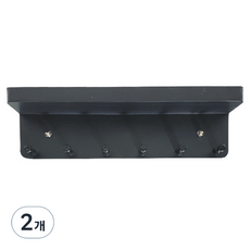 Andami 免鑽孔黏貼式掛鉤掛架 多用途壁掛置物架, 黑色, 2個