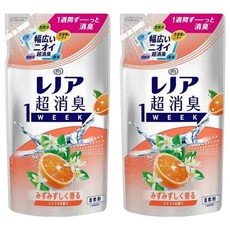 Lenor 蘭諾 日本原裝進口 1WEEK 超強除臭衣物柔軟精補充包 柑橘香, 380ml, 2包