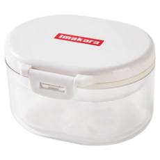 Imakara 牙套清潔收納盒 白色 小型便攜帶鏡子, 1個