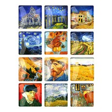 Dada名畫磁鐵架室內裝飾磁鐵 12種組, 混合顏色