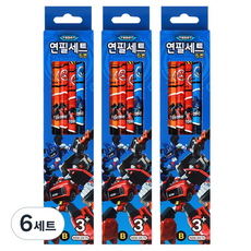 또봇 캐릭터 연필 B 3종 x 2p 세트, 혼합색상, 6세트