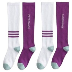 Edeline 雙色獨特色彩組合壓力運動及膝襪襪 2p, 紫灰色, 2個