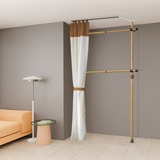 GHS 우드 2단 싱글 커튼 행거 세트, 혼합 색상