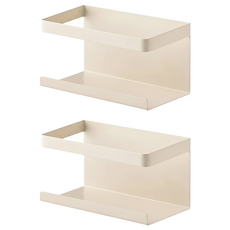 樂司廚品 小鐵磁吸置物架 奶茶系收納 暖心食尚 強力磁吸 免釘安裝, 米色, 2個