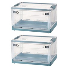 三開式透明收納箱 25L, 藍色, 2個