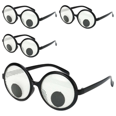 PARTYSHOW 喜劇眼球眼鏡, 4入, 黑色 + 白色