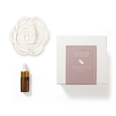 라비다39 실내용 까멜리아 플라스터 오너먼트 석고방향제 화이트 + 리필오일 3ml +망사주머니 세트, 블랙체리