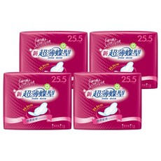 康乃馨 新超薄蝶型衛生棉 護翼型, 量多型(25.5cm), 16片, 4包