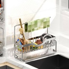 不鏽鋼瀝水槽水槽海綿架+貼紙組, 1組, 單色