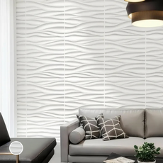 Onareum 3D PVC 防水防潮背景翻新壁紙裝飾面板, 波浪白, 10個