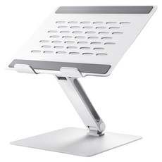 Home Planet 鋁製筆記型電腦支架，耐用性佳的鉸鏈，保護筆電的矽膠墊，可調整高度與角度, 銀色, 1個