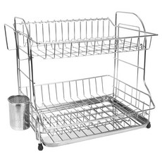 4BNK 스텐 식기건조대 A형, 2단, 실버, 1세트